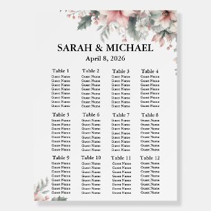 Pink Poinsettia Seating Chart Foam Boards