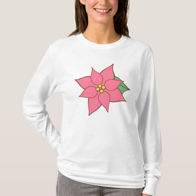 Pink Poinsettia T Shirt  (Front)