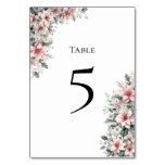 Pink Poinsettia Table Number Card