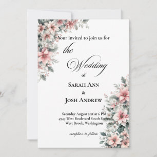 Pink Poinsettia Wedding Invitation