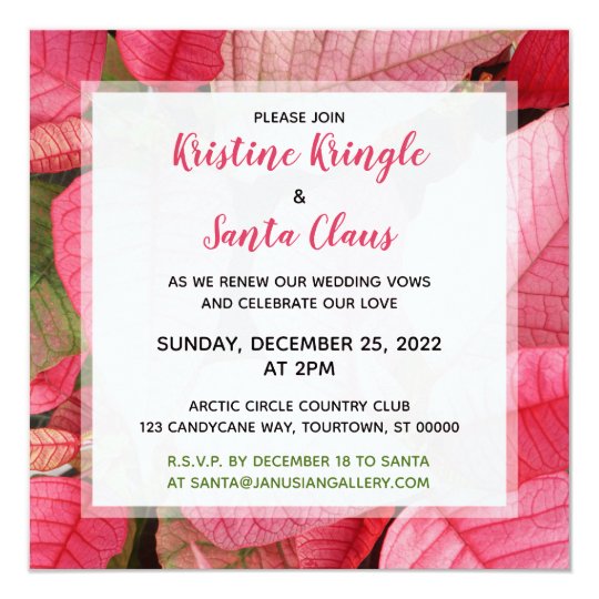 Pink Poinsettia Wedding Vow Renewal Invitation Zazzle Com