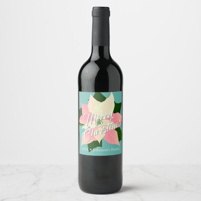 Pink Poinsettia Wine Label (Front)