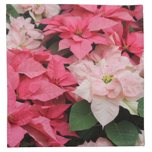 Pink Poinsettias Bouquet Napkin (Front)