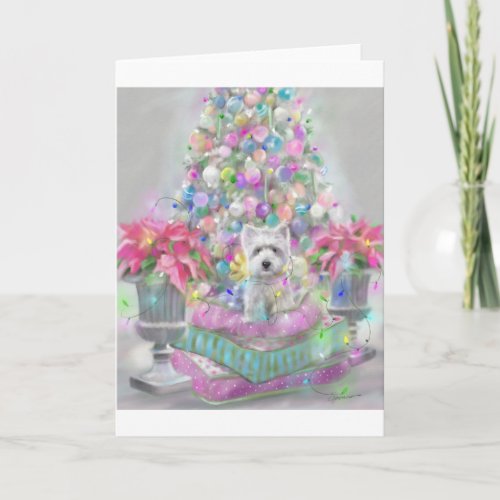 Pink Poinsettias Holiday Card