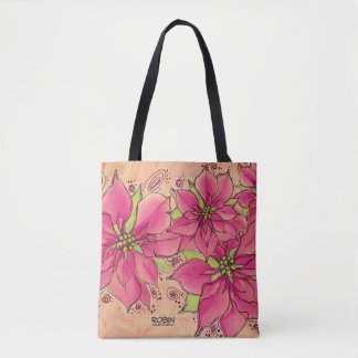 Pink Poinsettias Tote Bag