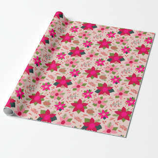 Pink Poinsettias Wrapping Paper