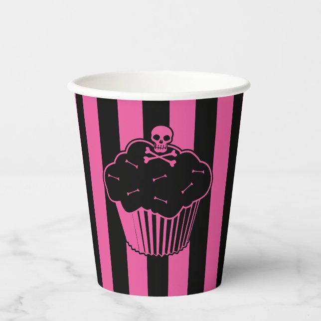Pink Poison Cupcake Personalized Paper Cups (Front)