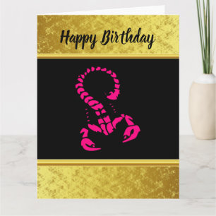 Pink poisonous scorpion very venomous insect card