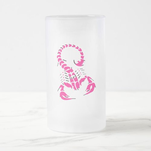 Pink poisonous scorpion very venomous insect frosted glass beer mug