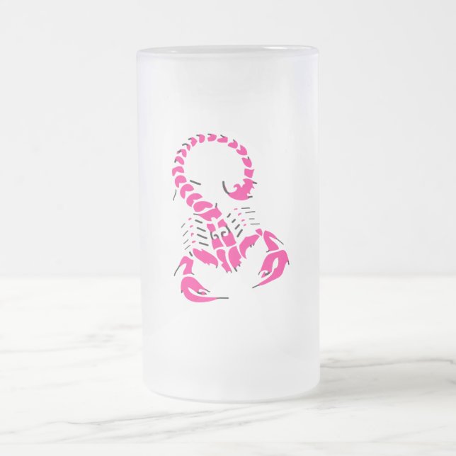 Pink poisonous scorpion very venomous insect frosted glass beer mug (Center)