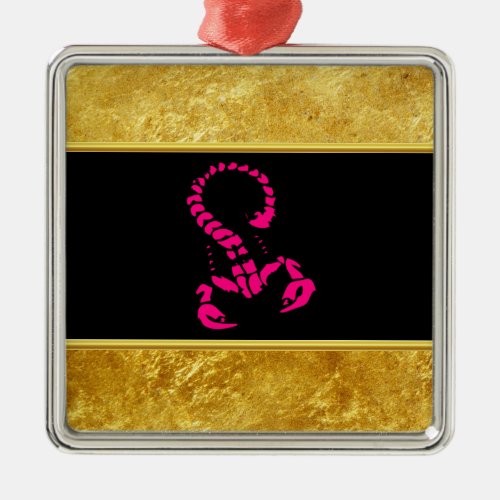 Pink poisonous scorpion very venomous insect metal ornament