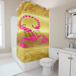 Pink poisonous scorpion very venomous insect shower curtain