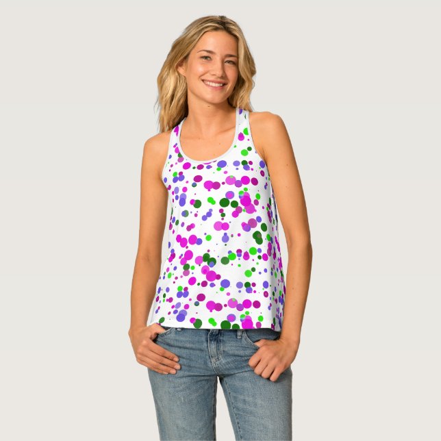 Pink Poka Dot Confetti Tank Top (Front Full)