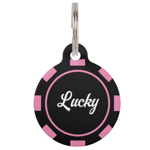 Pink poker chip marker pet ID tag for dog or cat