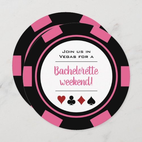 Pink Poker Chip Vegas Casino Bachelorette Party Invitation