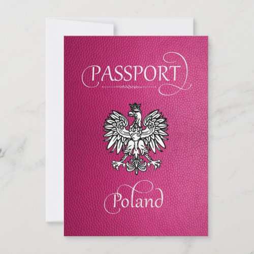 Pink Poland Passport Save the Date Card