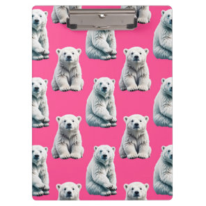 Pink Polar Bear Pattern Design  Clipboard