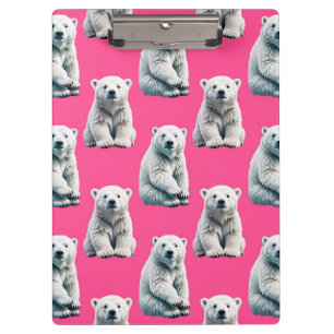 Pink Polar Bear Pattern Design Clipboard