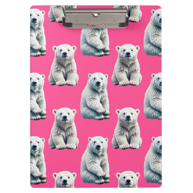 Pink Polar Bear Pattern Design  Clipboard (Front)