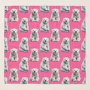 Pink Polar Bear Pattern Design  Scarf