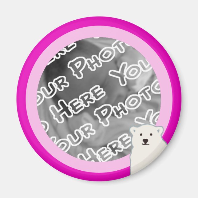 Pink Polar Bears Round Magnet (Front)