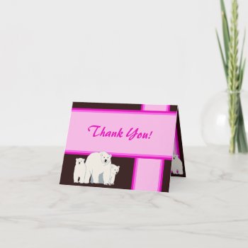 Pink Polar Bears Thank You Card by Joyful_Expressions at Zazzle