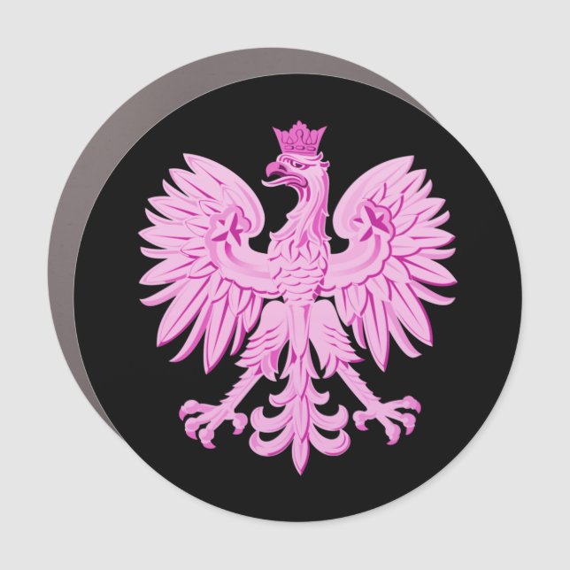 Pink Polish eagle  car magnet (Front)