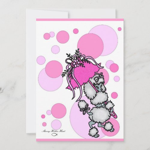 Pink Polk-a-dot Poodle Personalized Invites
