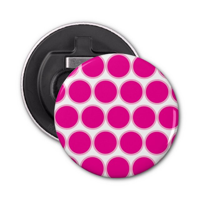 Pink Polka Button Bottle Opener (Front)