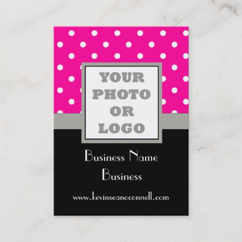 Pink polka dot and logo business card