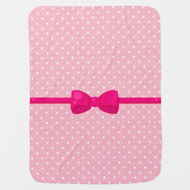 PInk  Polka dot   Baby Blanket (Front)