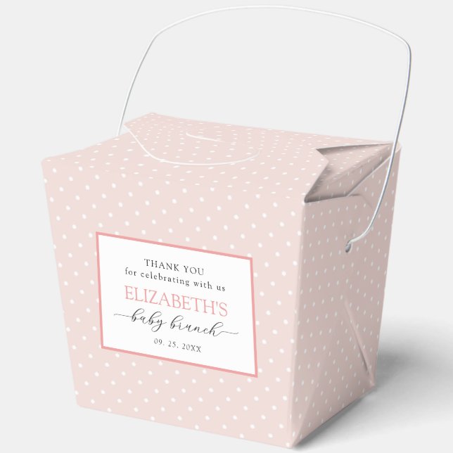 Pink Polka Dot Baby Brunch Favor Box (Front)