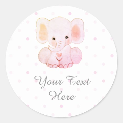 Pink Polka Dot Baby Elephant Stickers