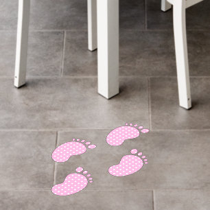 Pink Polka Dot Baby Footprints Floor Decals