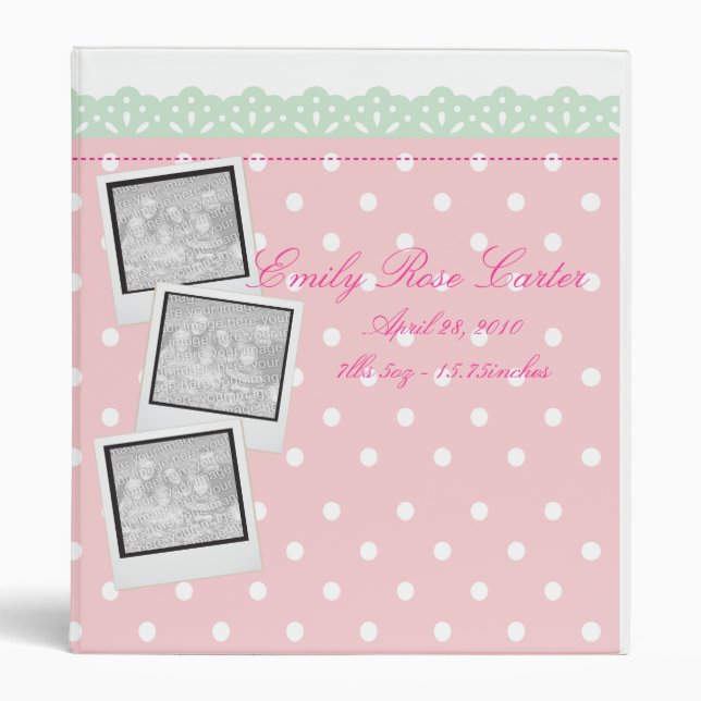 Pink Polka Dot Baby Photo Binder (Front)