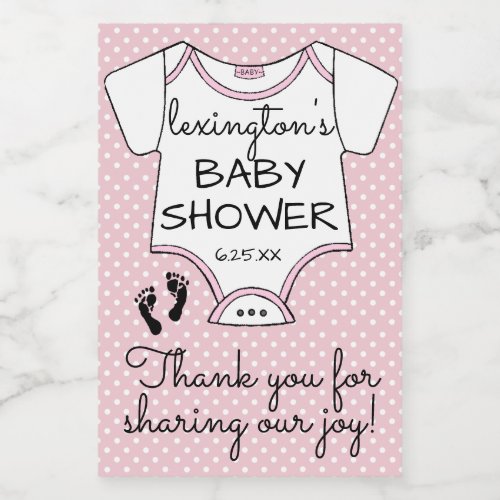 Pink Polka Dot Baby Shower Guest Favor Food Label