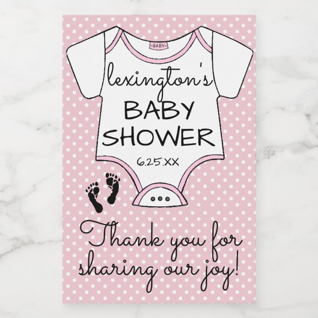 Pink Polka Dot Baby Shower Guest Favor Food Label (Single Label)