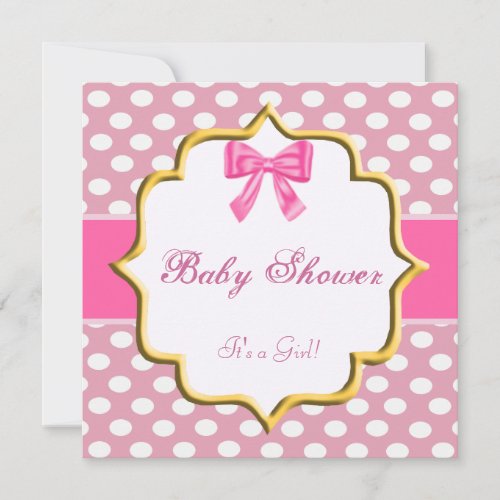 Pink Polka Dot Baby Shower Invitation