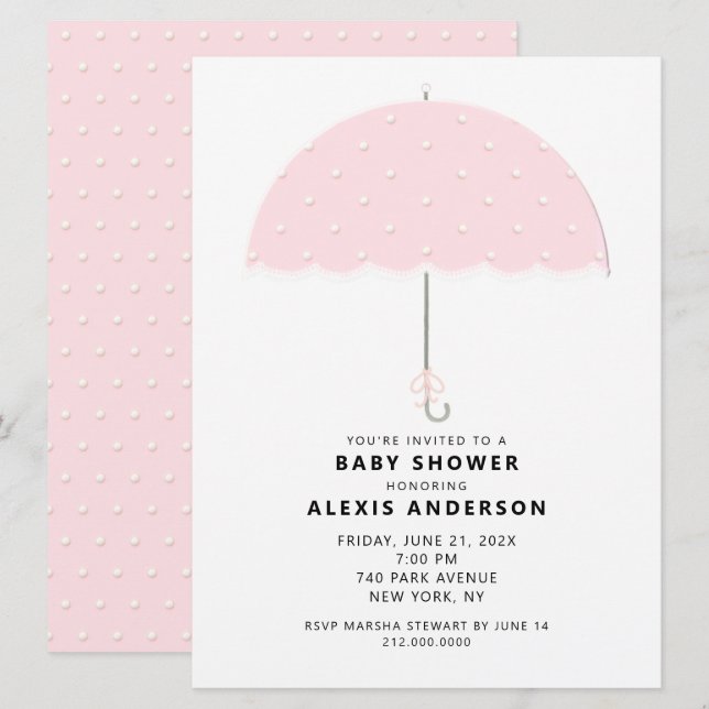 Pink Polka Dot Baby Shower Invitation (Front/Back)