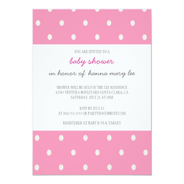 Pink Polka Dot Baby Shower Invitation