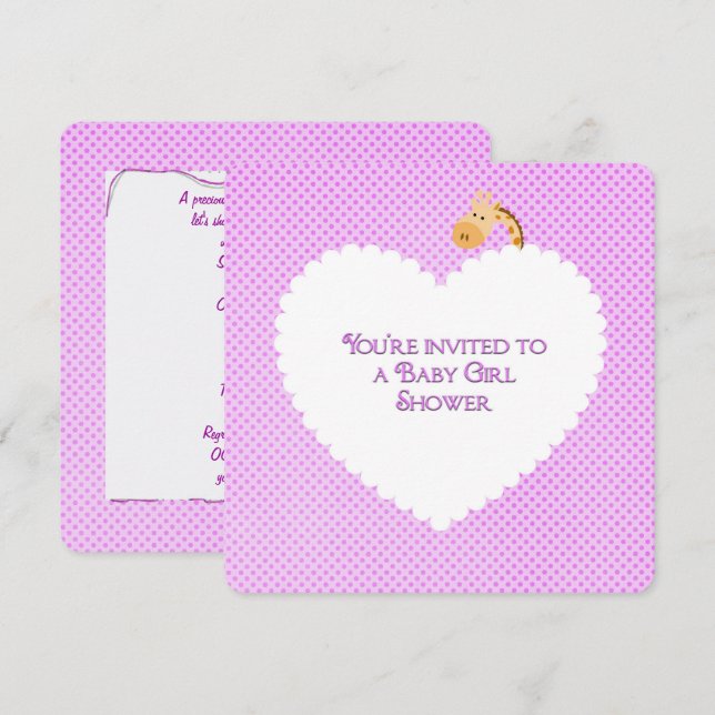 Pink Polka Dot Baby Shower Invitation (Front/Back)