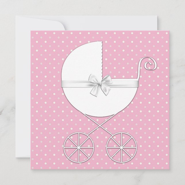 Pink Polka Dot Baby Shower Invitations (Front)