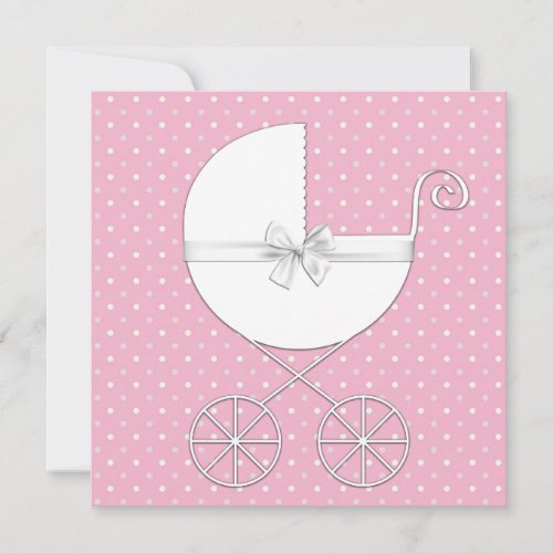 Pink Polka Dot Baby Shower Invitations