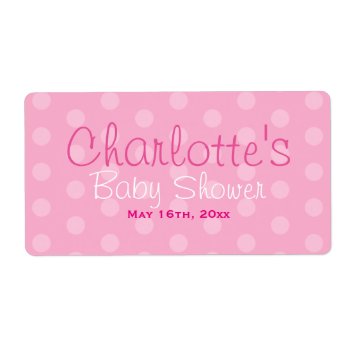 Pink Polka Dot Baby Shower Water Bottle Labels by LaBebbaDesigns at Zazzle