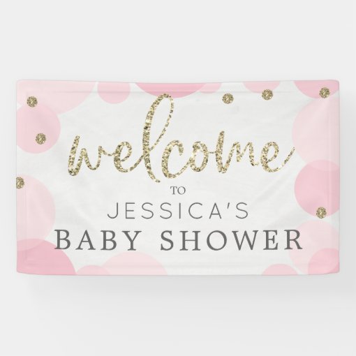 Pink Polka Dot Baby Shower Welcome Banner | Zazzle