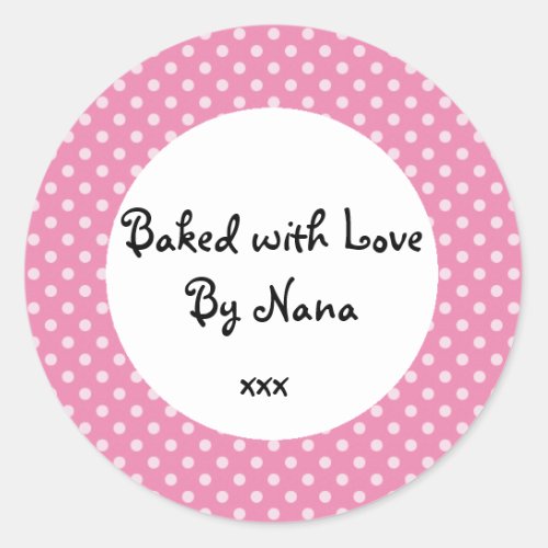 Pink Polka dot baked by nana sticker