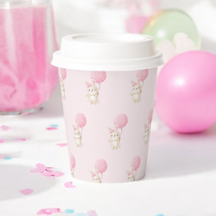 Pink Polka Dot Balloon Bunny Paper Cups