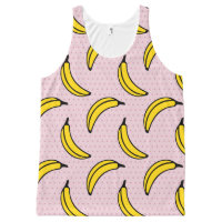 Pink Polka Dot Banana Print All-Over-Print Tank Top