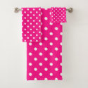 Pink Polka Dot Bath Towel Set