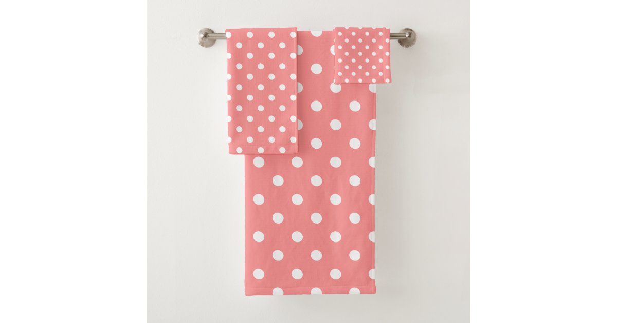 Pink Polka Dot Bath Towel Set